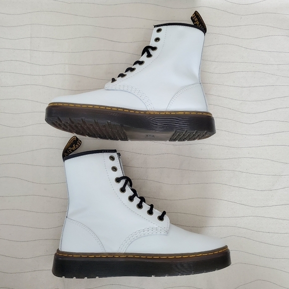 NEW Dr Martens Womens Zavala T Lamper Combat Boots Leather White Size 7 - Picture 7 of 10